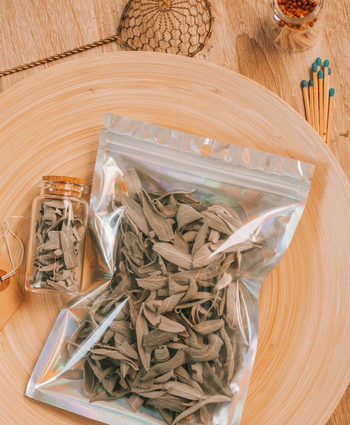 Natural herbal complex in elegant package on table